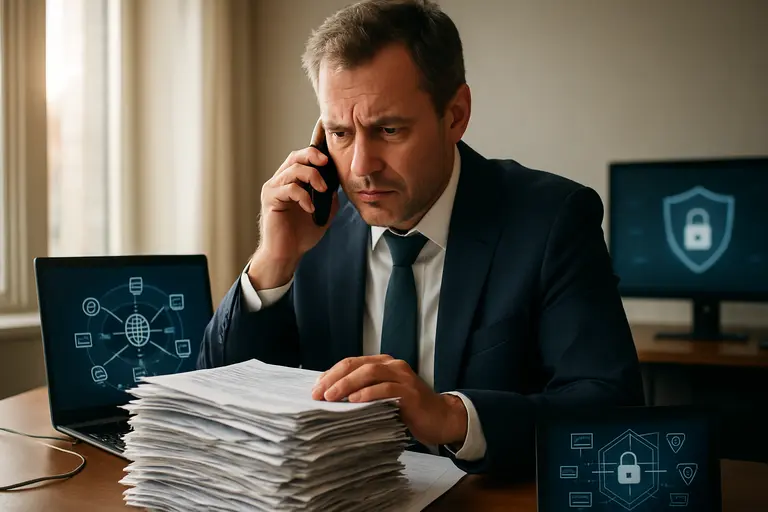 Fraud prevention team studying account activity alerts in a quiet office