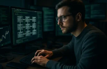 Security analysts reviewing AI blockchain risk across contract dashboards