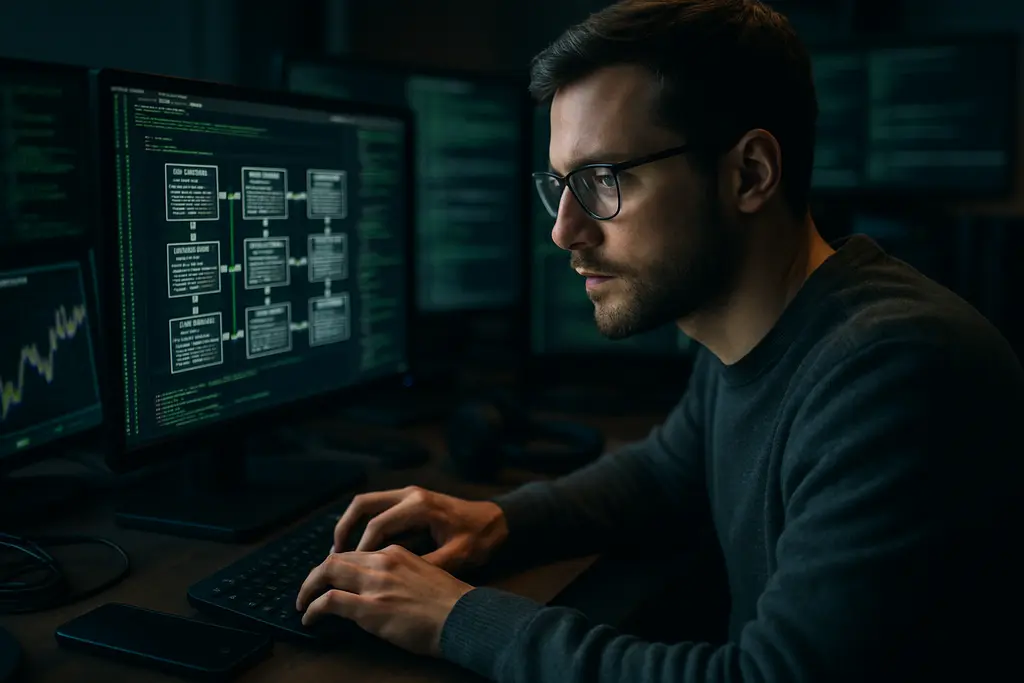 Security analysts reviewing AI blockchain risk across contract dashboards