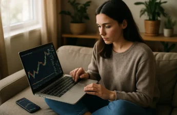 Crypto Ownership Demographics chart reviewed on a laptop beside household finance notes