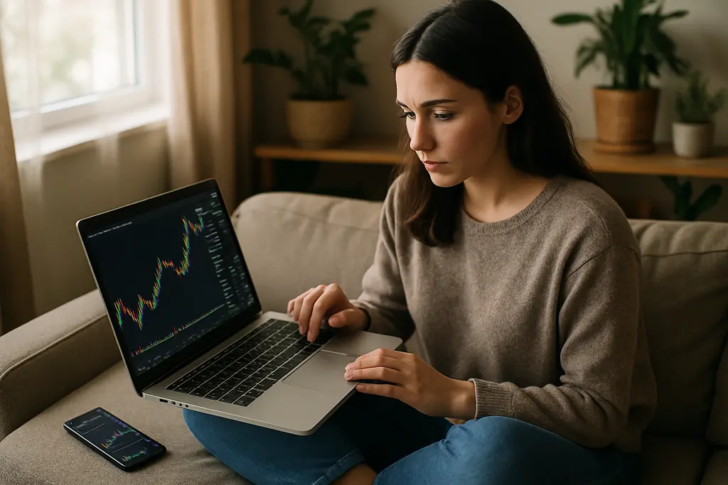 Crypto Ownership Demographics chart reviewed on a laptop beside household finance notes