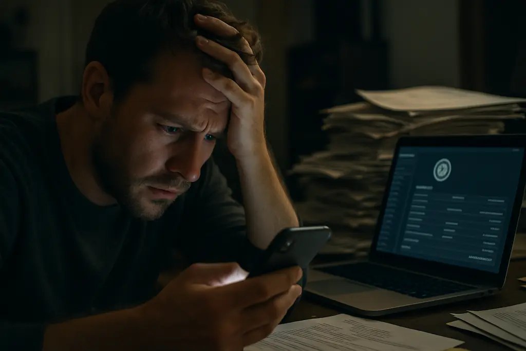 Digital Asset Scams analysis shown on a laptop with wallet activity and fraud alerts