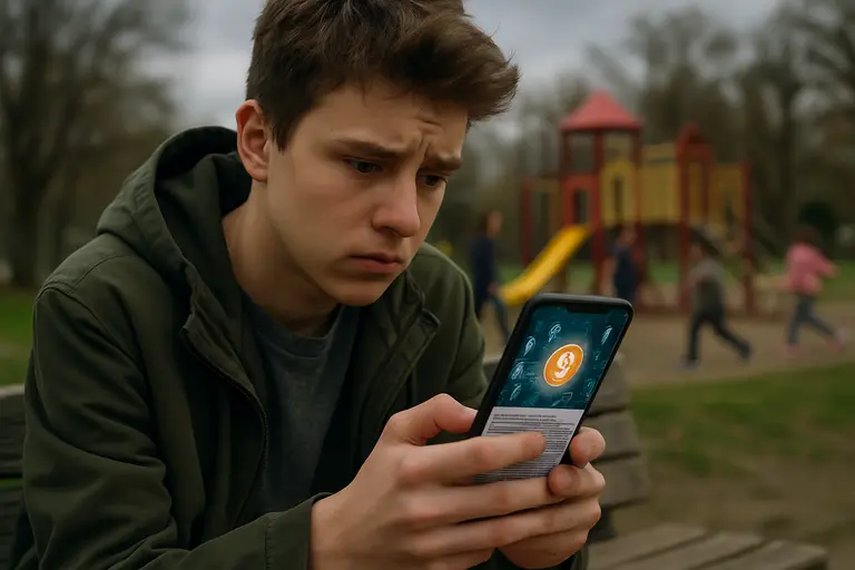 Person checking a wallet app while reviewing security notes