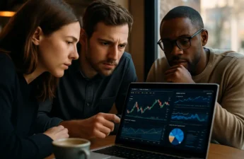 Public blockchain exchanges concept with traders reviewing tokenized market infrastructure