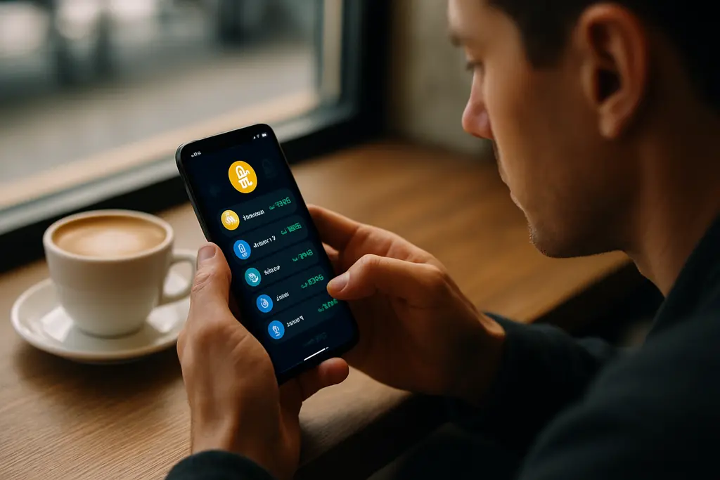 Analyst reviewing stablecoin rewards data on a laptop beside compliance documents