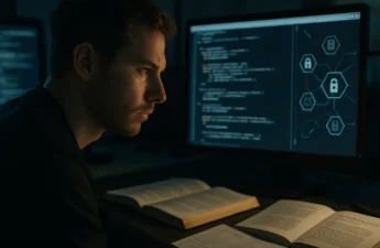 Analysts reviewing web-facing vulnerabilities in blockchain infrastructure on multiple dashboards
